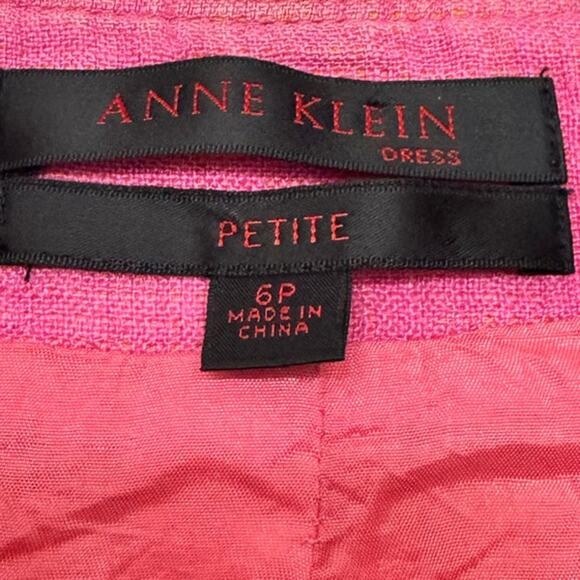 Anne Klein Linen Blazer Pink Orange Fringe Petite 6P Shoulder Pads Y2K Revival - Picture 2 of 7